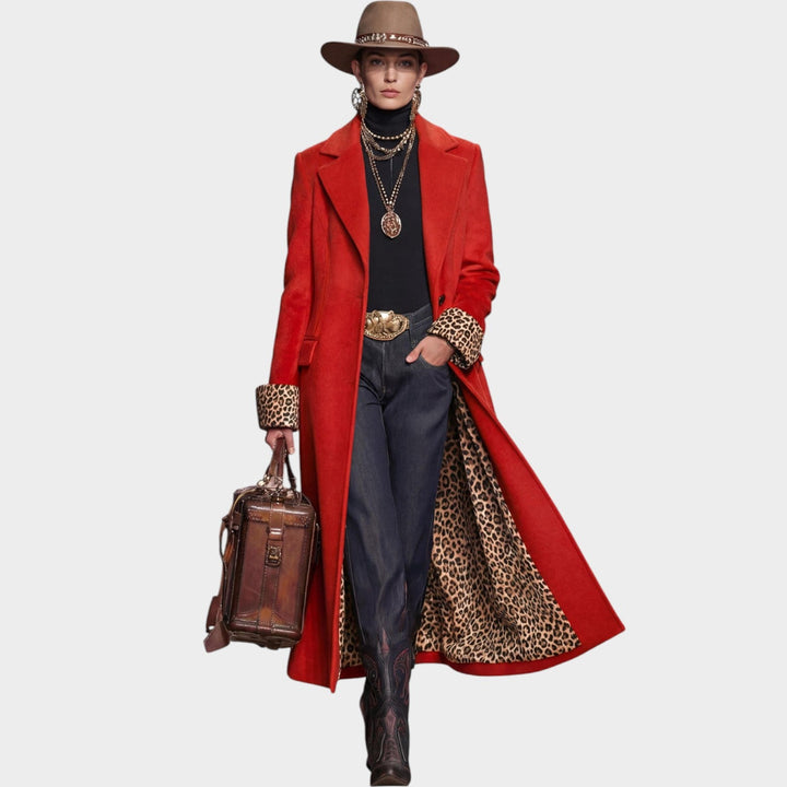 Bold Red Coat with Leopard Lining