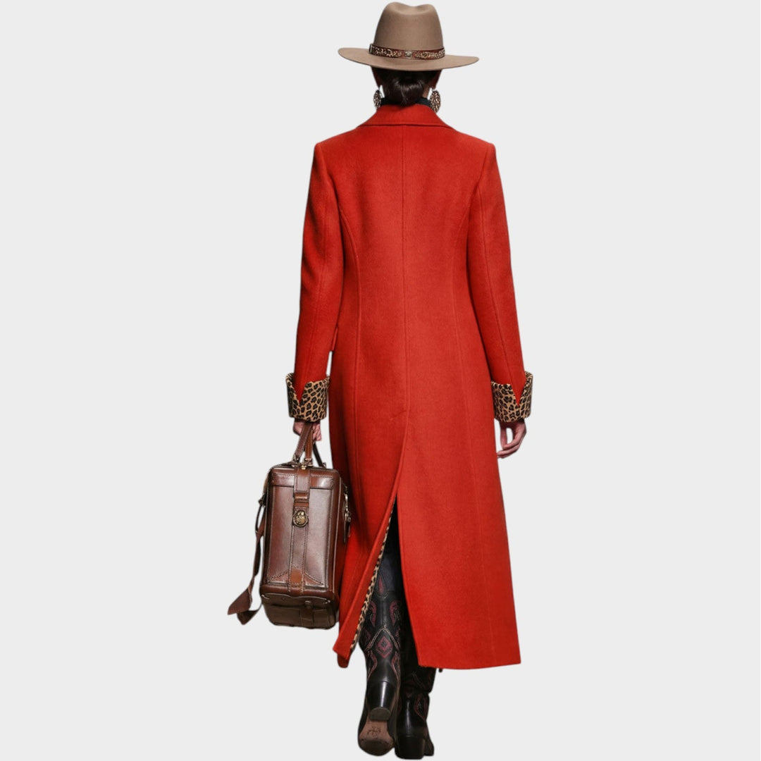 Bold Red Coat with Leopard Lining