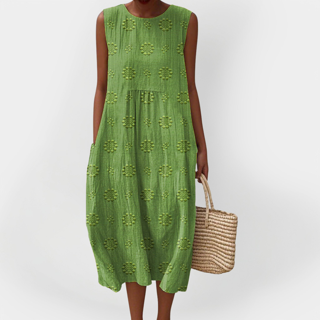 Textured Sleeveless Midi Dress