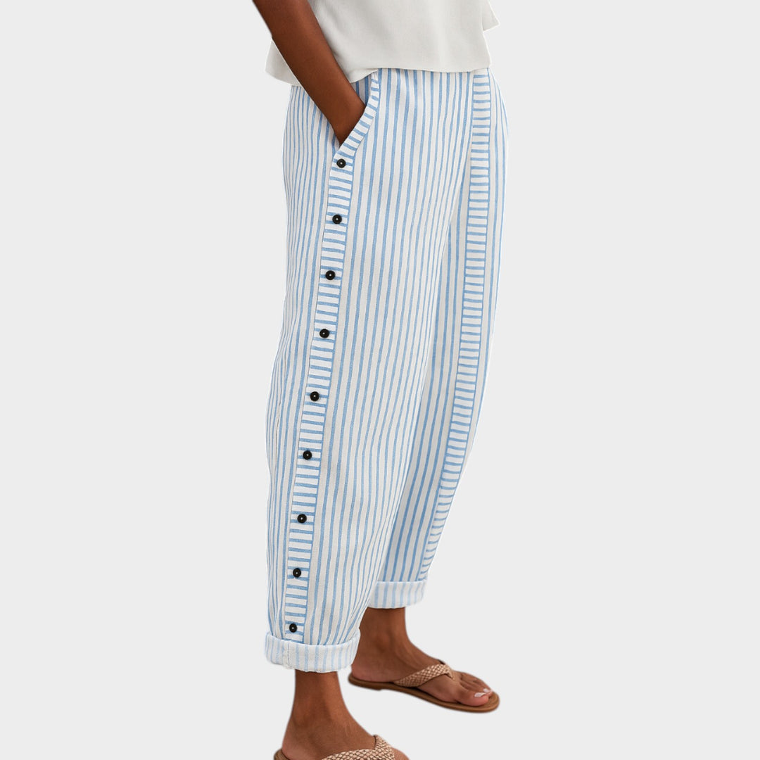Effortless Striped Button Pants
