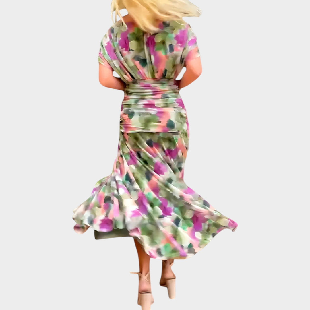 Off-Shoulder Ruched Midi Dress