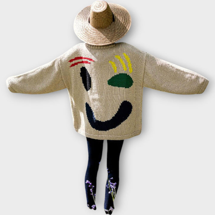 Artisan Knit Sweater with Abstract Design