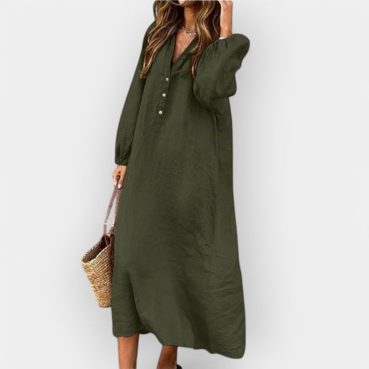 Relaxed Button-Front Maxi Dress