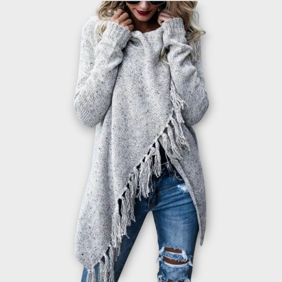 Snug Fringe Knit Sweater Wrap