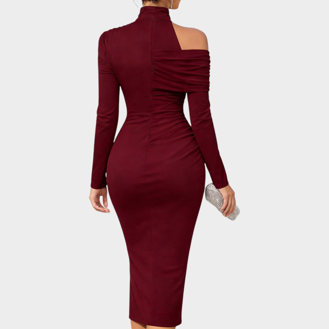 Sculpted Elegance Off-Shoulder Dress