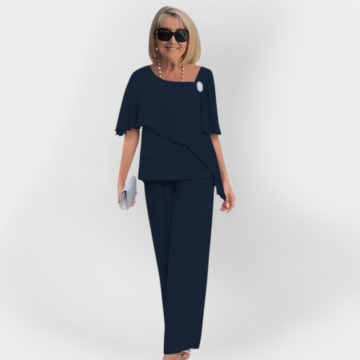 Elegant Double Set of Blouse and Pants