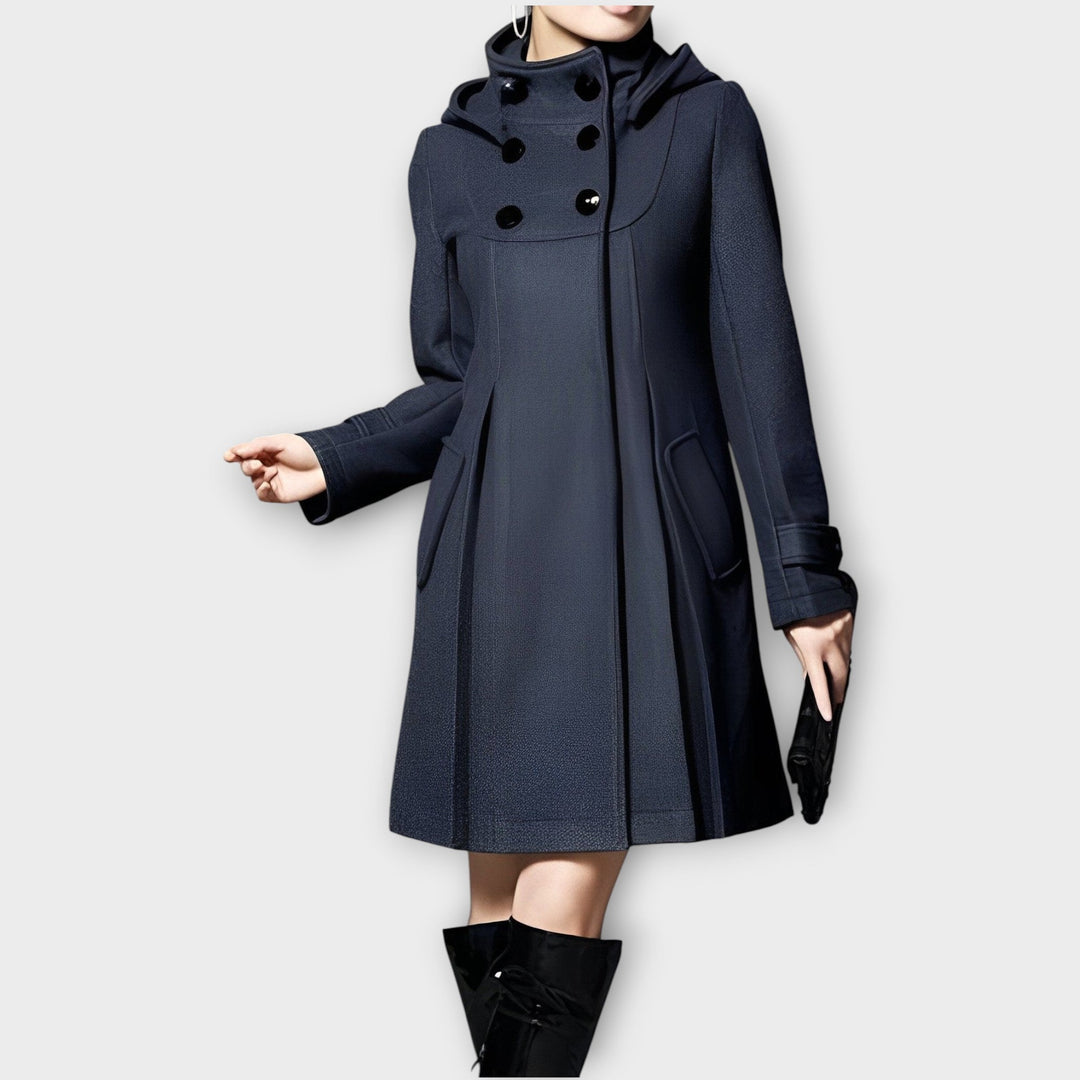 Chic Double-Breasted Flared Coat