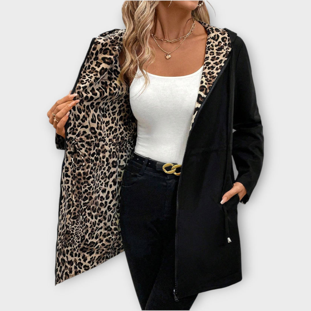 Leopard Print Reversible Hooded Jacket
