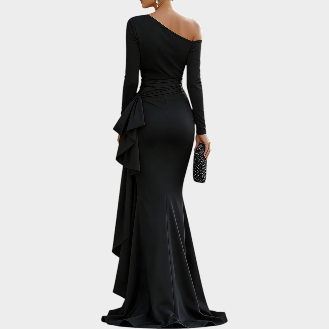 One-Shoulder Draped Evening Gown