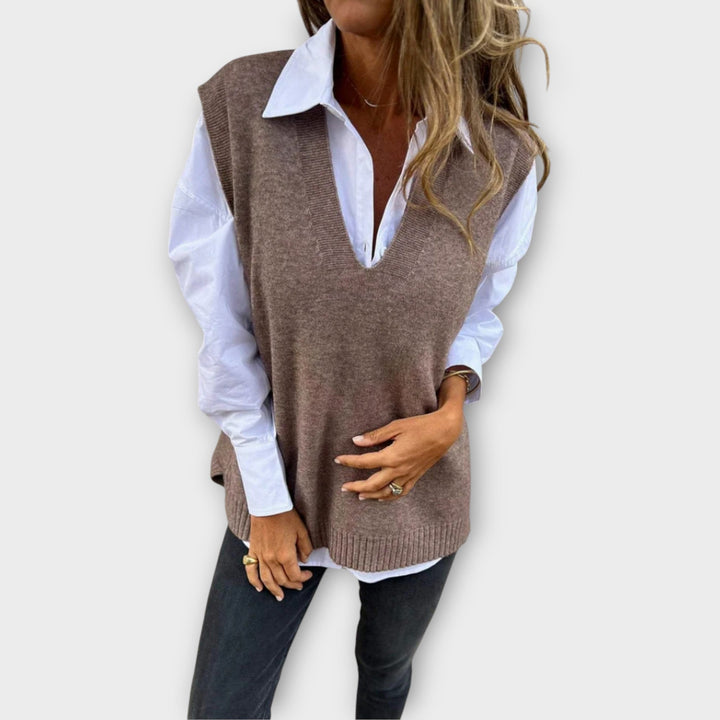 V-Neck Knitted Sweater Vest