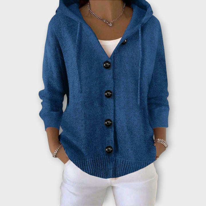 Comfortable Hooded Knit Cardigan with Button Front