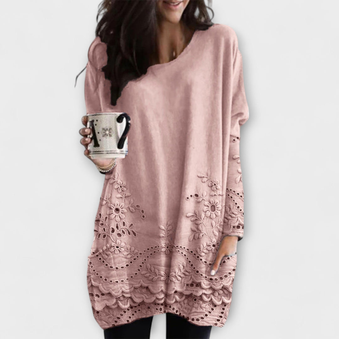 Riley – Printed Sweater with Embroidery
