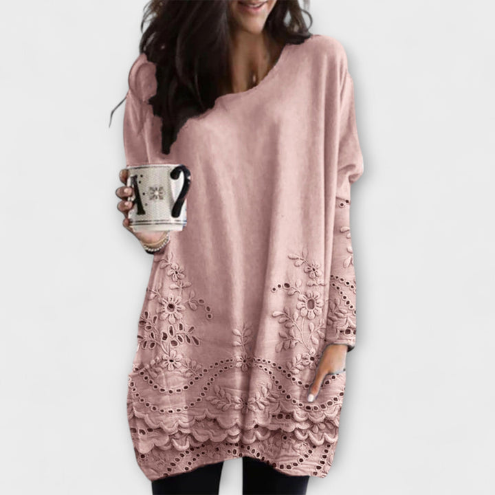 Riley – Printed Sweater with Embroidery