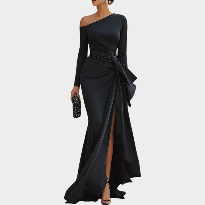 One-Shoulder Draped Evening Gown