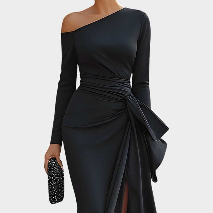 One-Shoulder Draped Evening Gown
