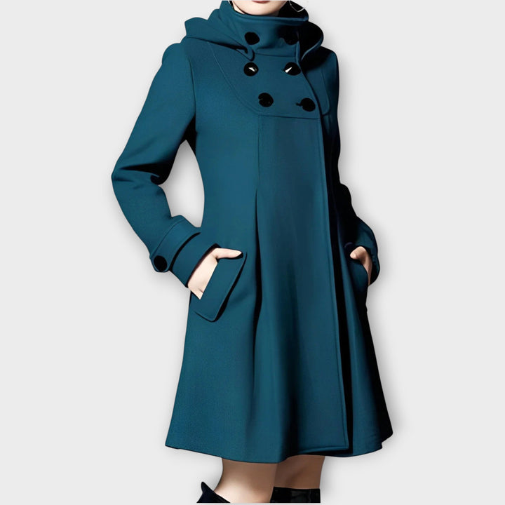 Chic Double-Breasted Flared Coat