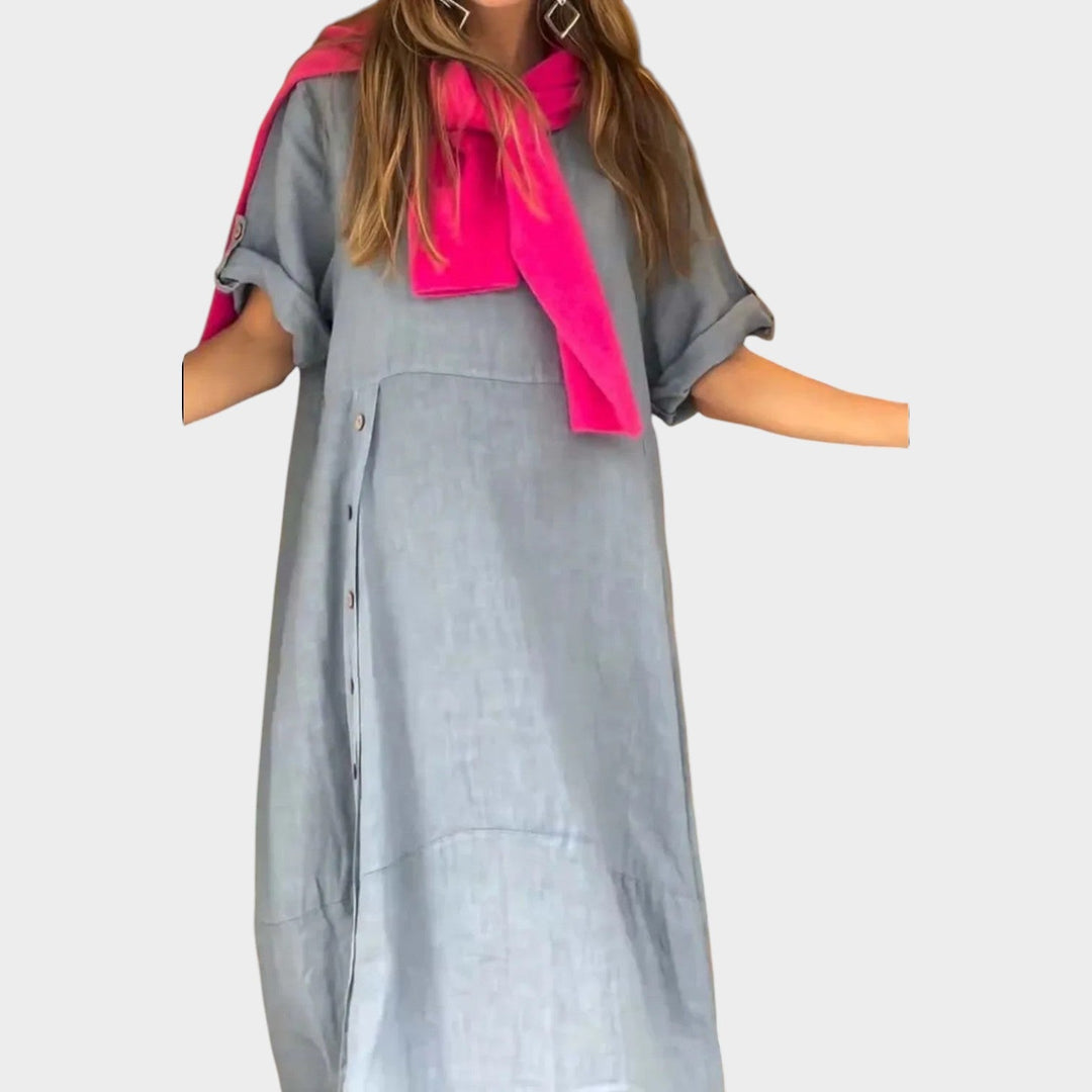 Relaxed Button‑Detail Maxi Dress