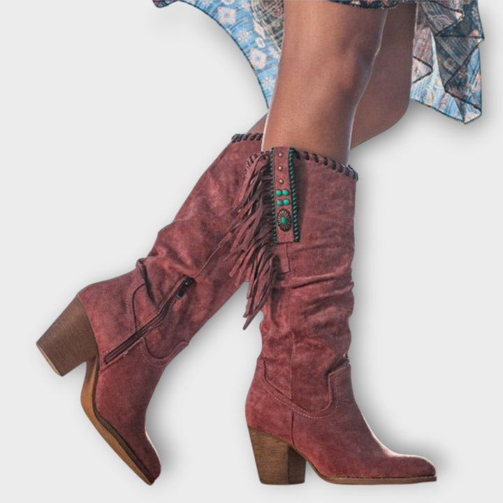 Fringed Knee-High Boots with Western Flair