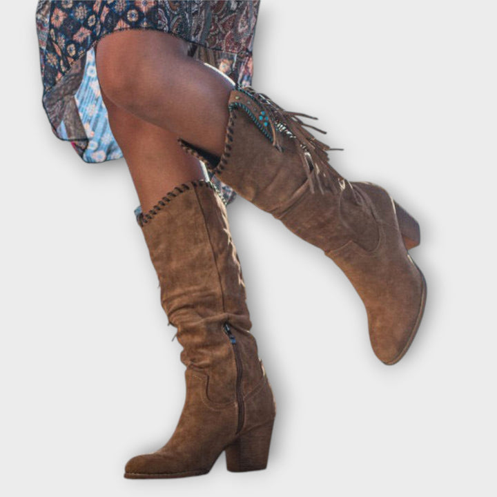 Fringed Knee-High Boots with Western Flair