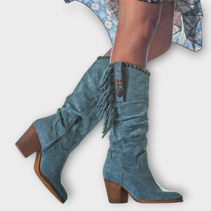 Fringed Knee-High Boots with Western Flair