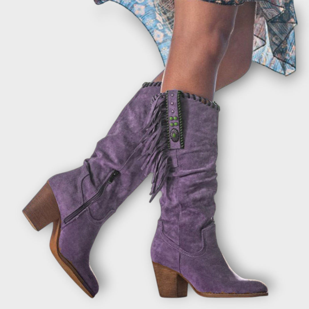 Fringed Knee-High Boots with Western Flair