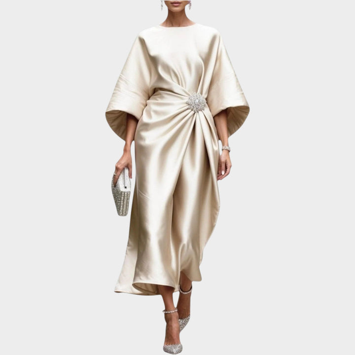 Draped Satin Statement Dress