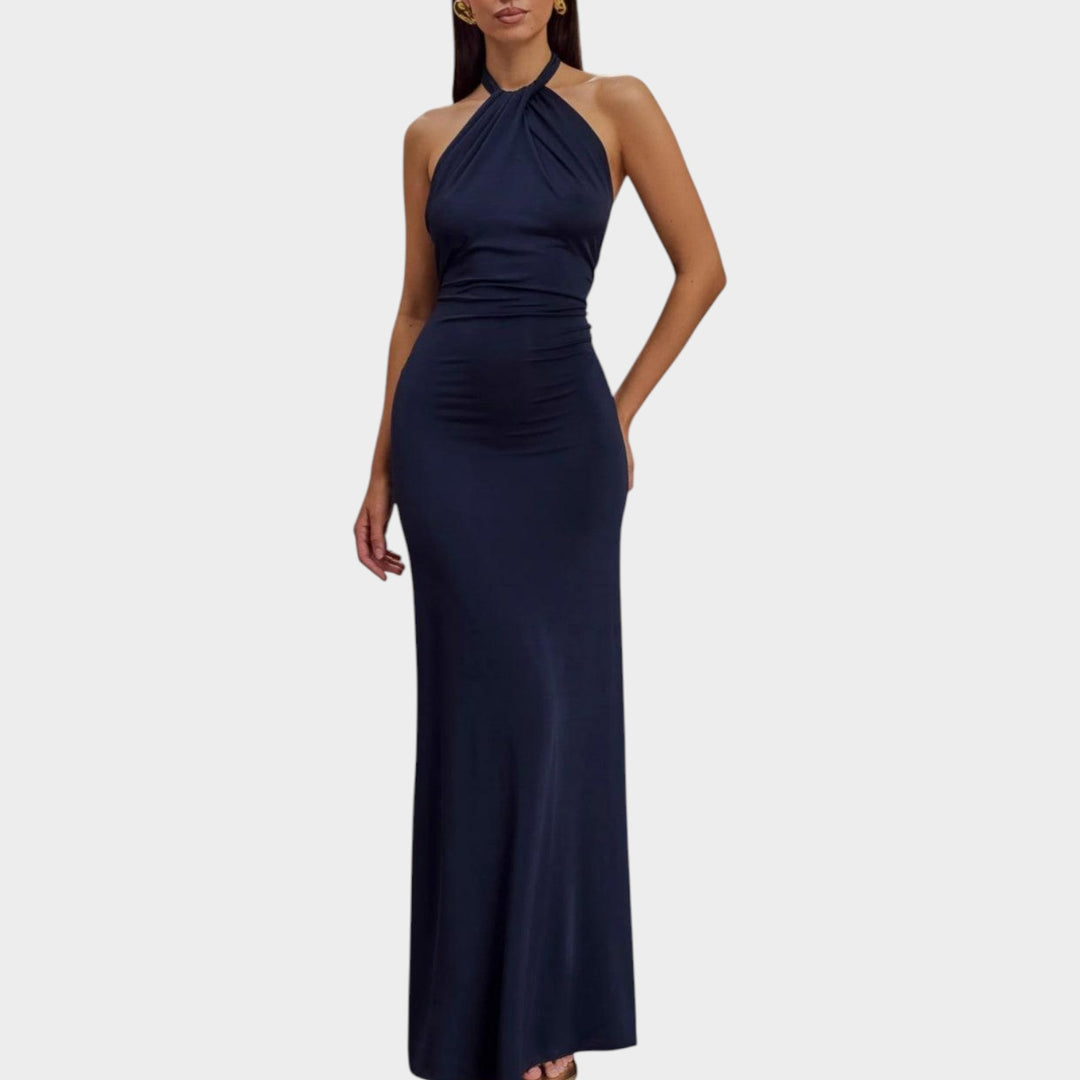 Sleek Halter Neck Maxi Dress