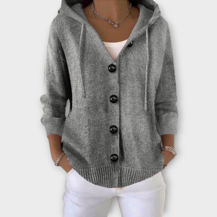 Comfortable Hooded Knit Cardigan with Button Front