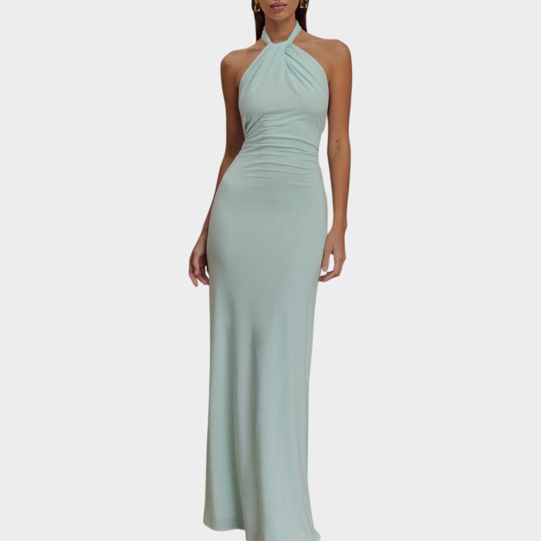 Sleek Halter Neck Maxi Dress