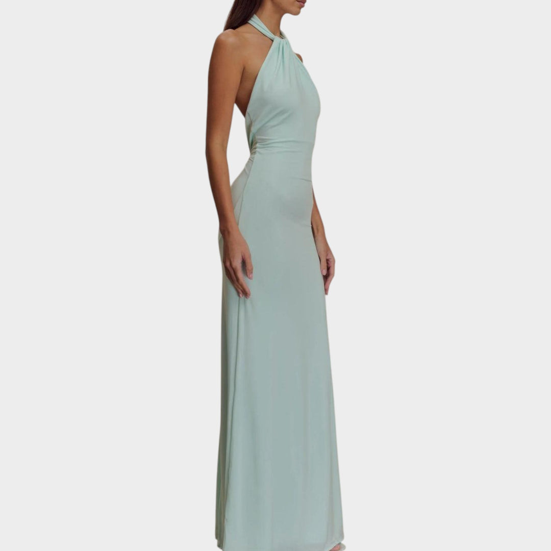 Sleek Halter Neck Maxi Dress