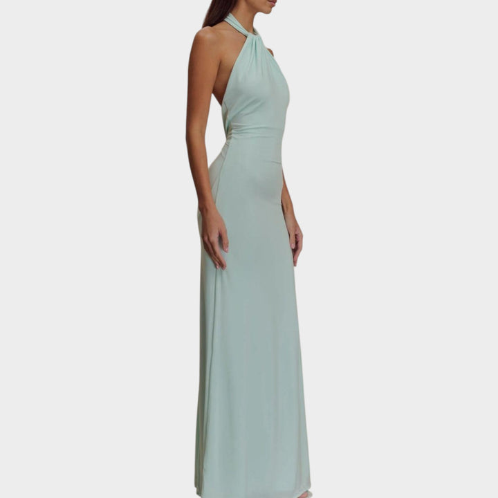 Sleek Halter Neck Maxi Dress