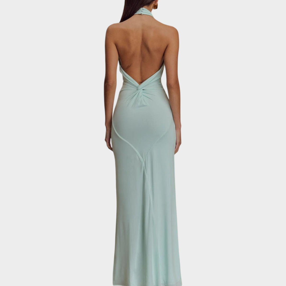 Sleek Halter Neck Maxi Dress