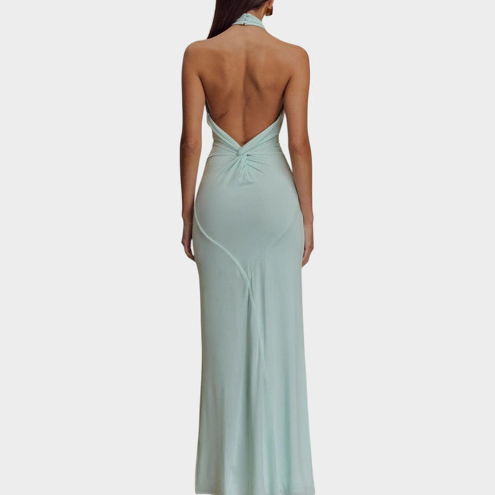 Sleek Halter Neck Maxi Dress