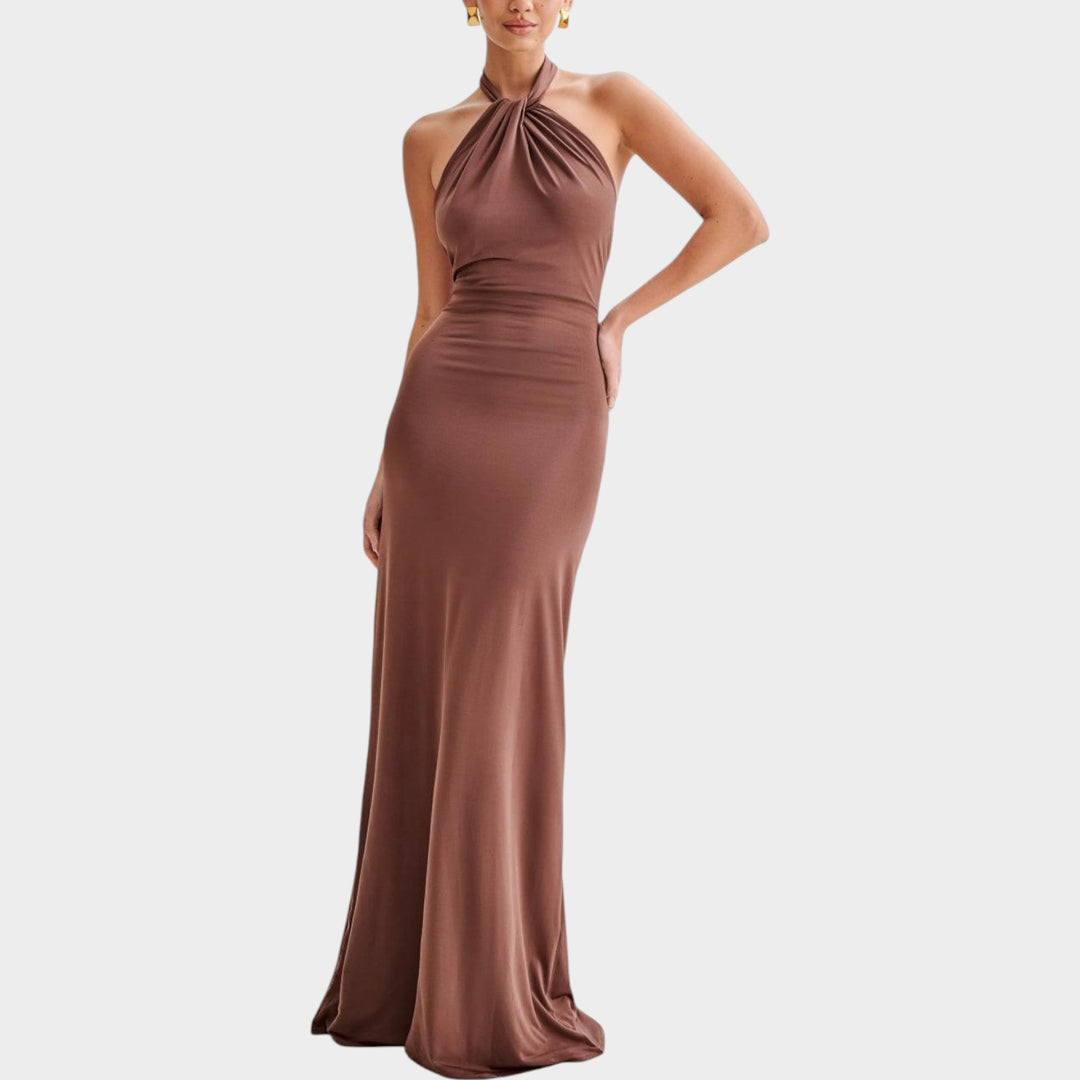 Sleek Halter Neck Maxi Dress