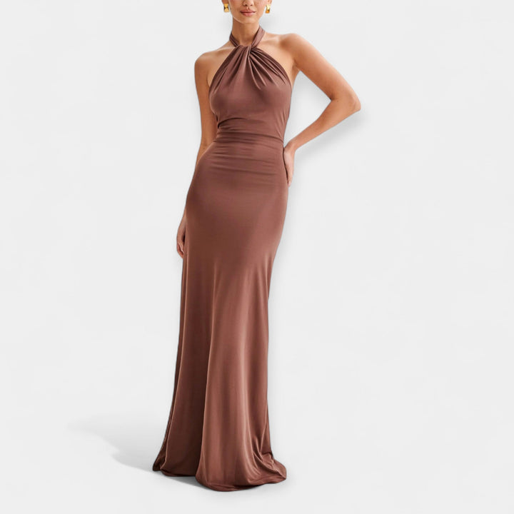 Maxi Dress with Tie Collar
