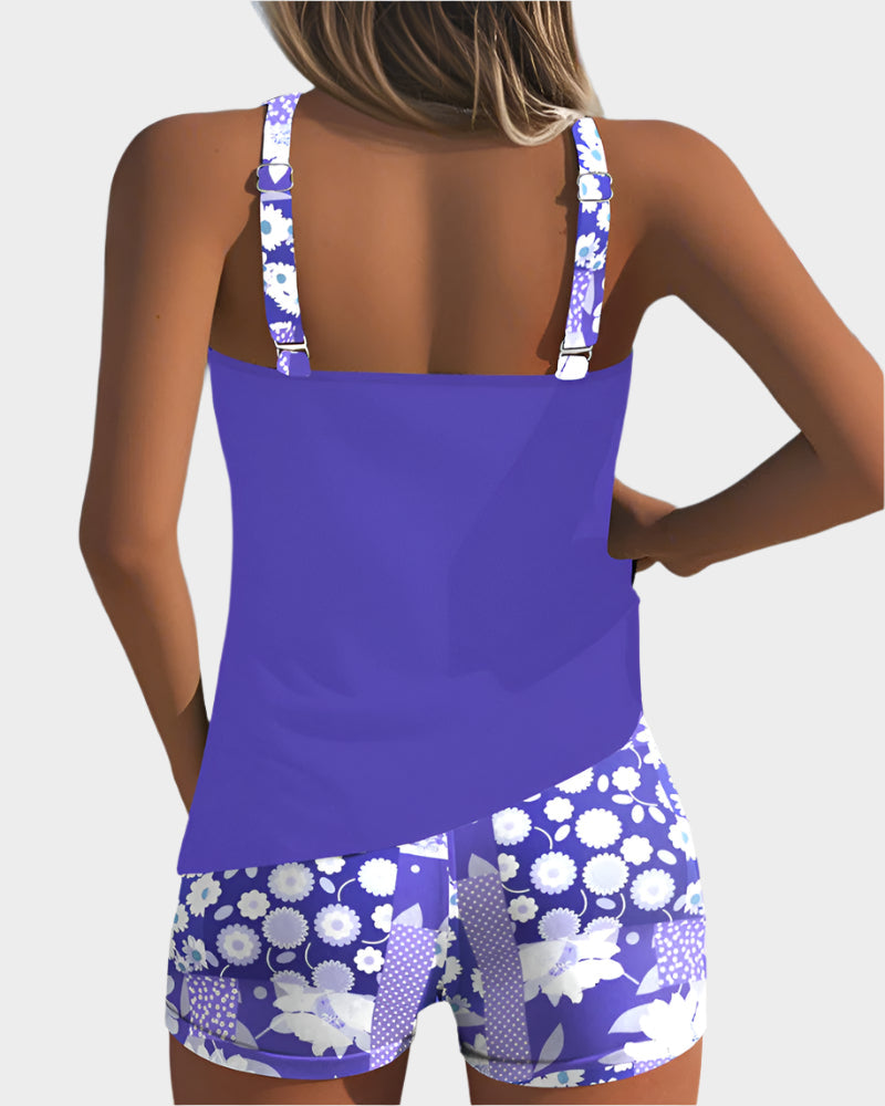 Comfortable Two-Piece Swimsuit with Floral Design