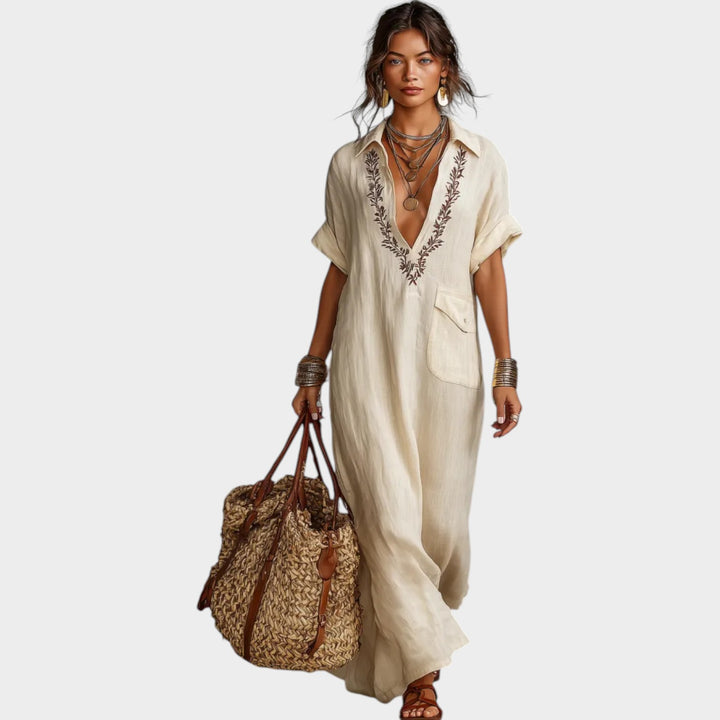 Effortless Embroidered Resort Maxi Dress