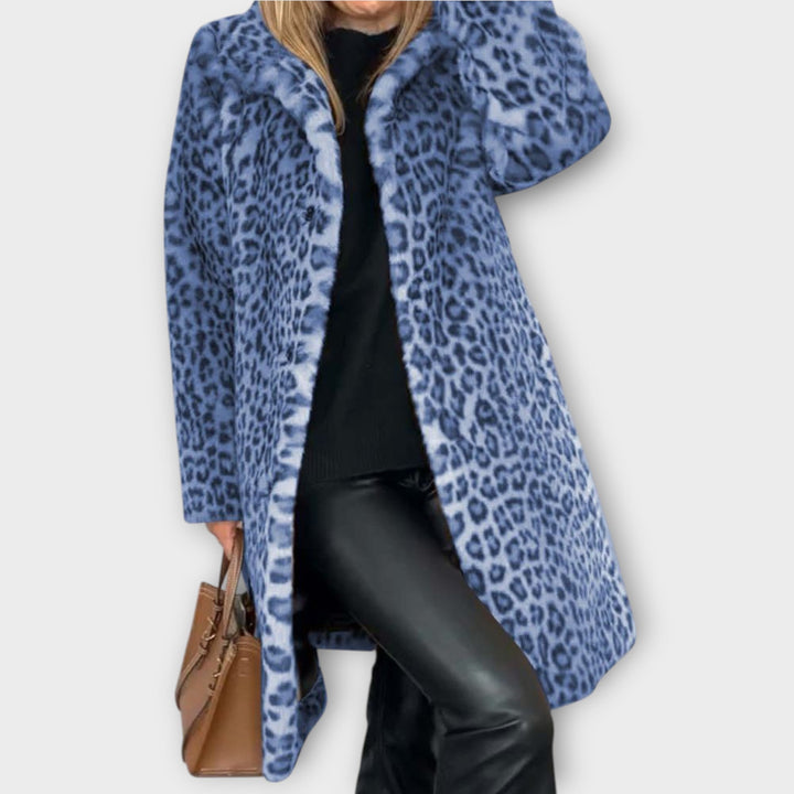 Elegant Leopard Print Faux Fur Coat