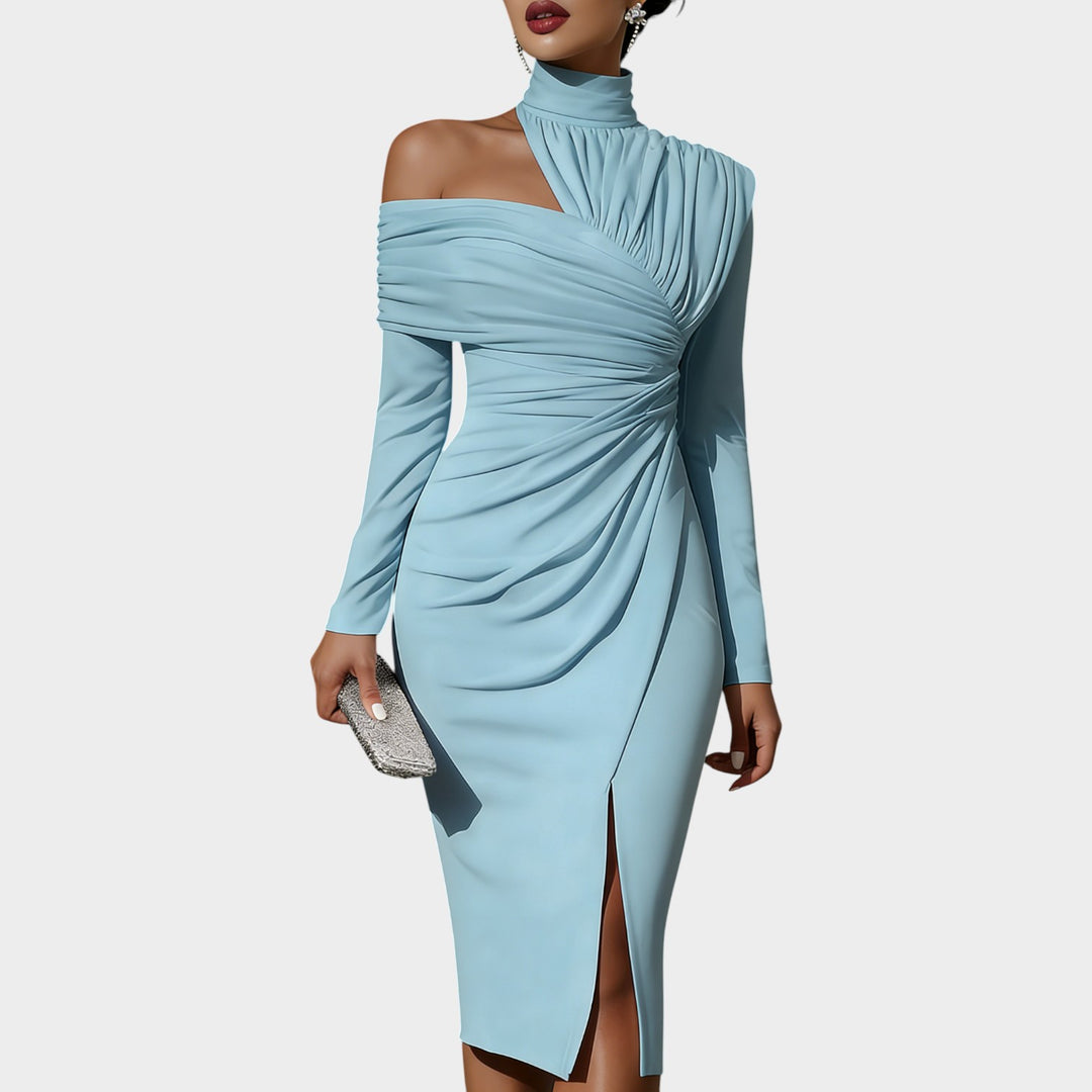 Sculpted Elegance Off-Shoulder Dress