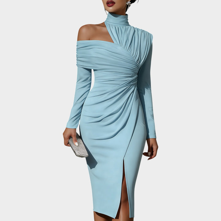 Sculpted Elegance Off-Shoulder Dress