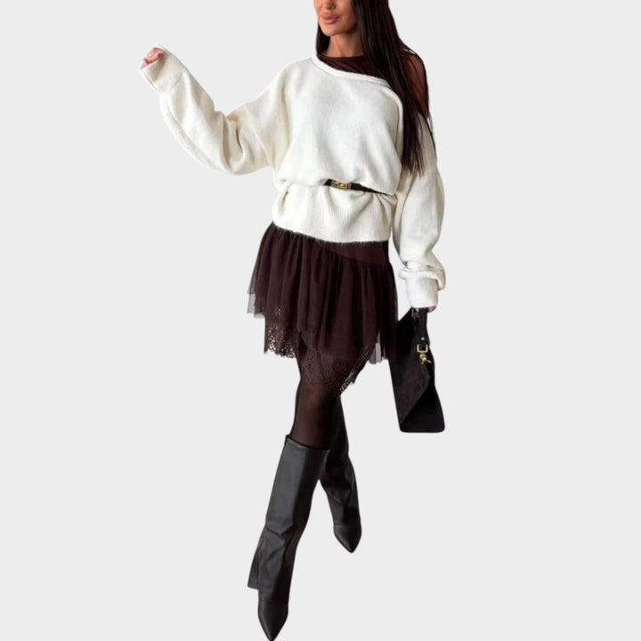 Relaxed Fit Off-Shoulder Oversized Sweater