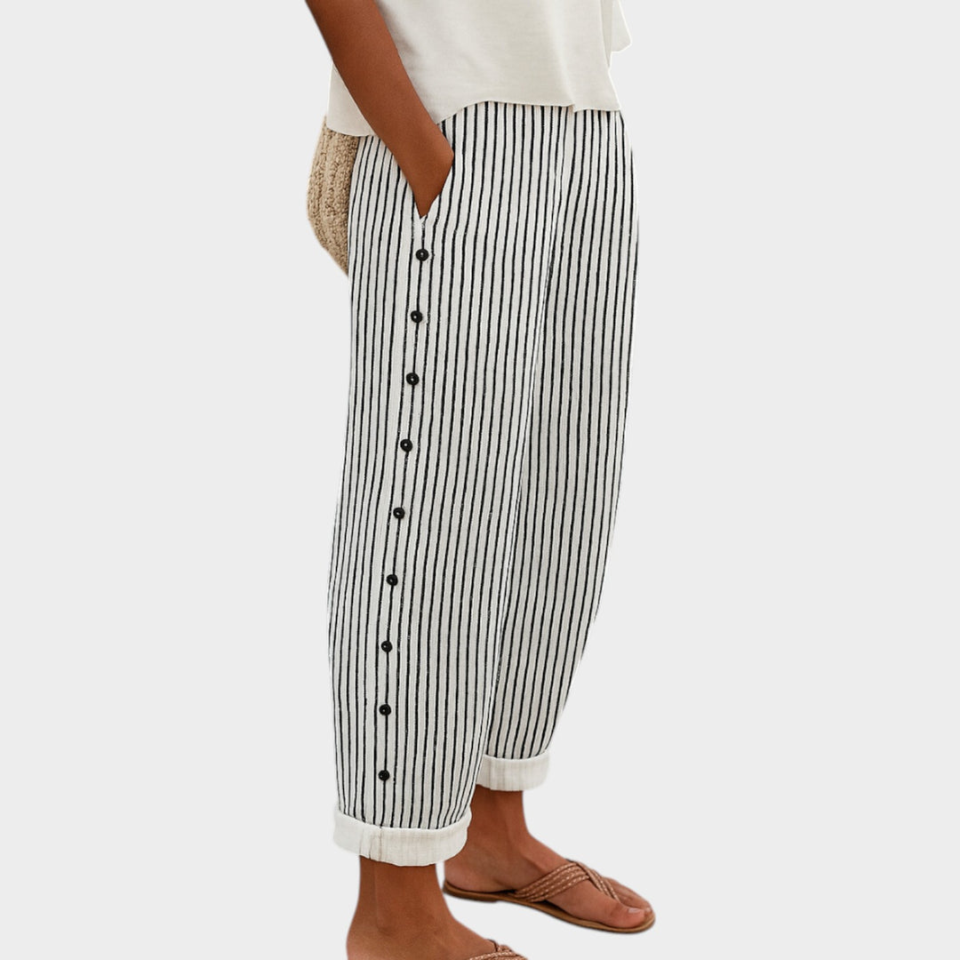 Effortless Striped Button Pants