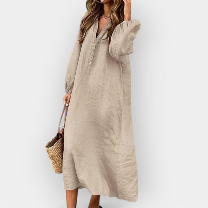 Relaxed Button-Front Maxi Dress