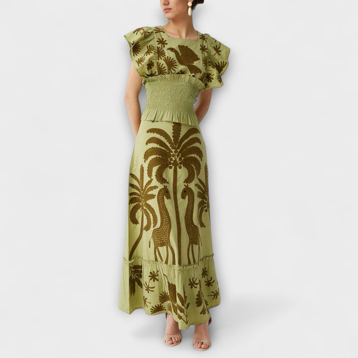 Stylish Tanktop with Palm and Tropical Bird Design