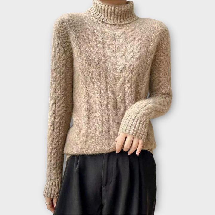 Warm and Stylish Cable-Knit Turtleneck Sweater