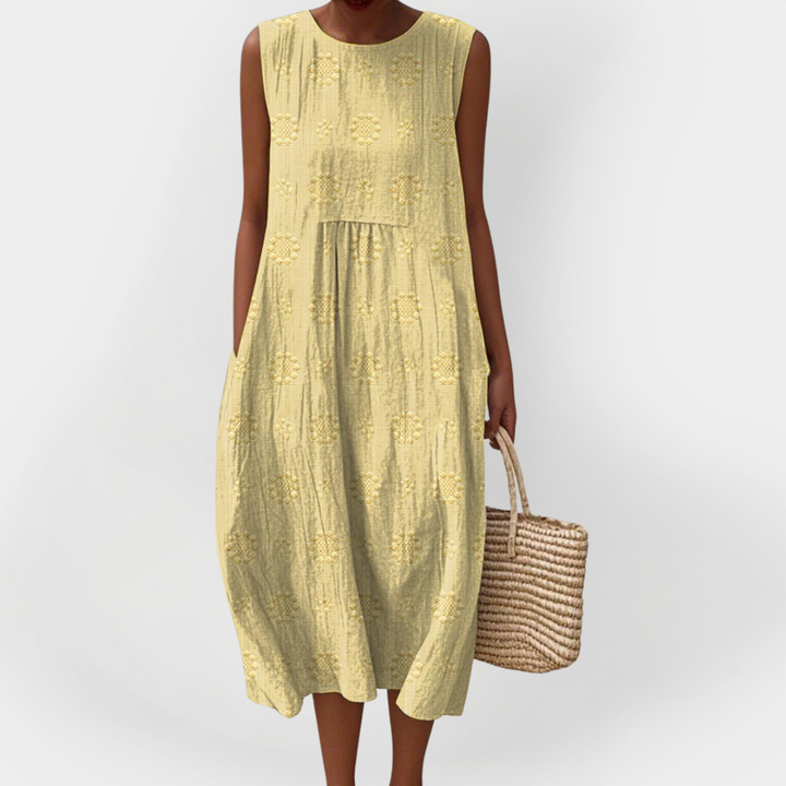 Textured Sleeveless Midi Dress