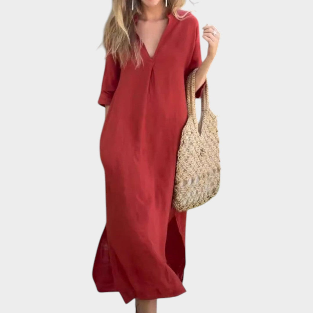 Relaxed V-Neck Maxi Dress