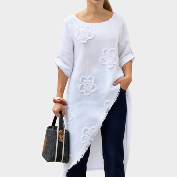 Asymmetrical Floral Tunic Top