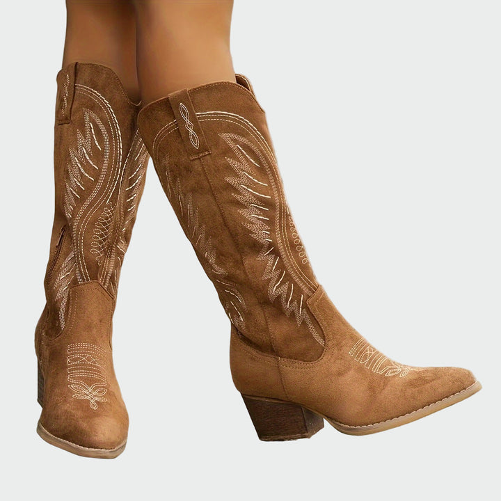 Chic Embroidered Western Booties
