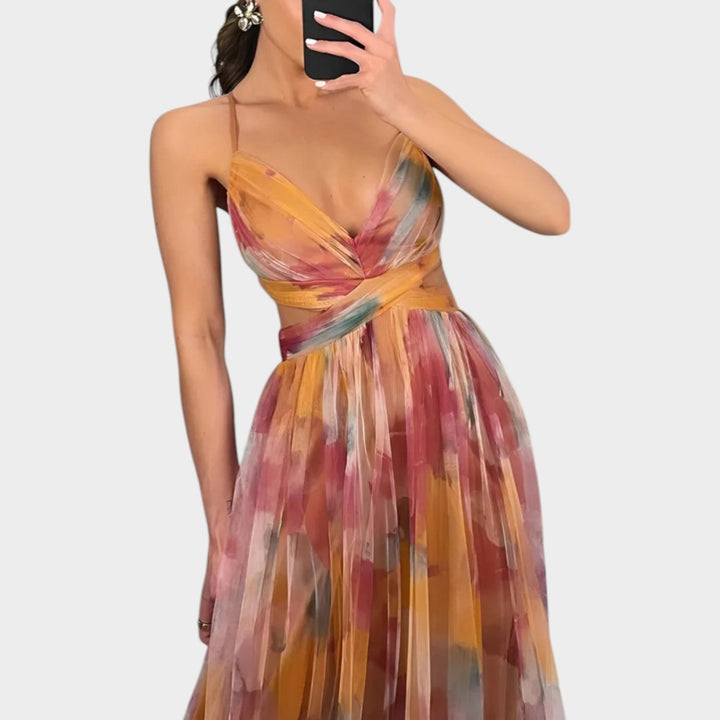 Flowing Chiffon Floral Maxi Dress